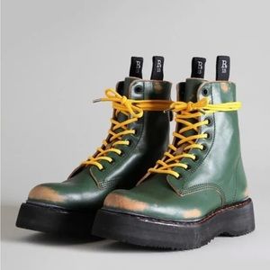 R13 STACK BOOT - HUNTER GREEN REMOVE. Size US 8.5 IT 40